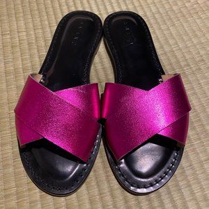 Hot pink handmade Amanu criss cross sandals